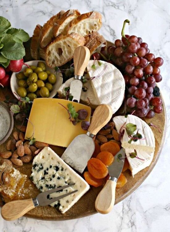 Expensive board with high-quality meat and cheese.